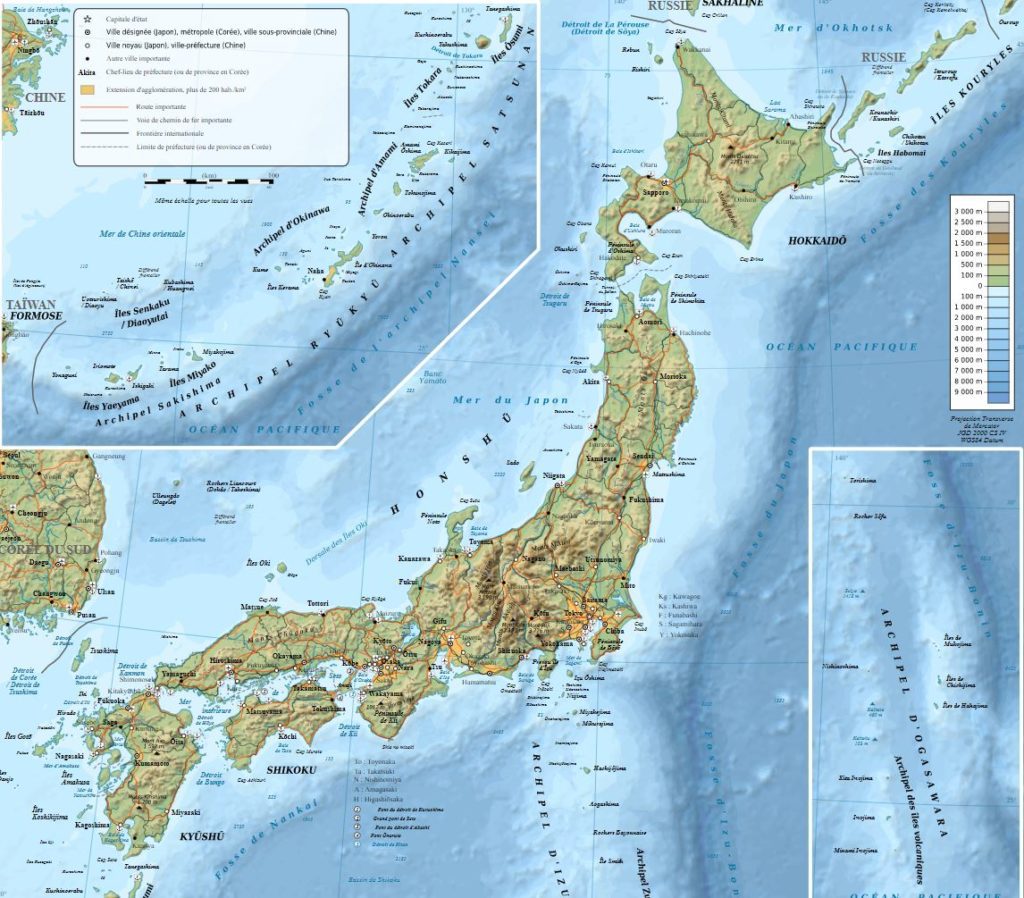 carte topographique du japon
