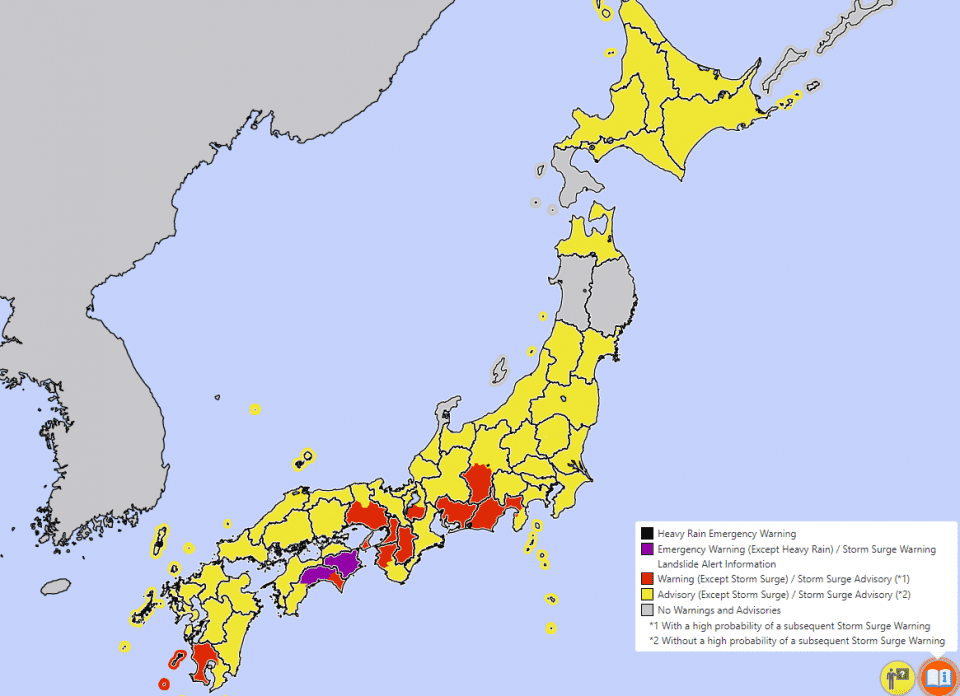 pluies torrentielles continuent de s'abattre au Japon