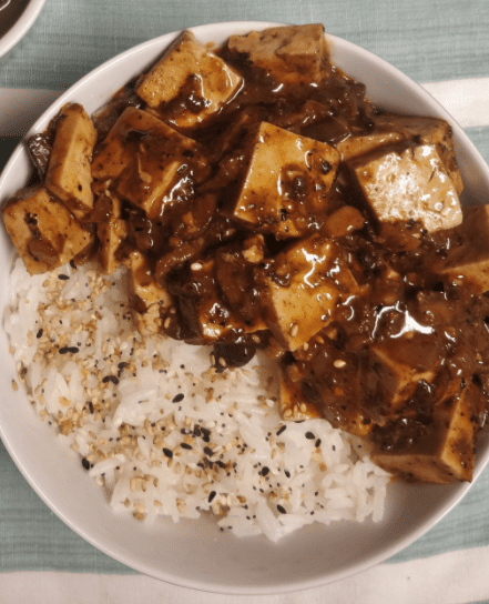 Mapo-tofu riz