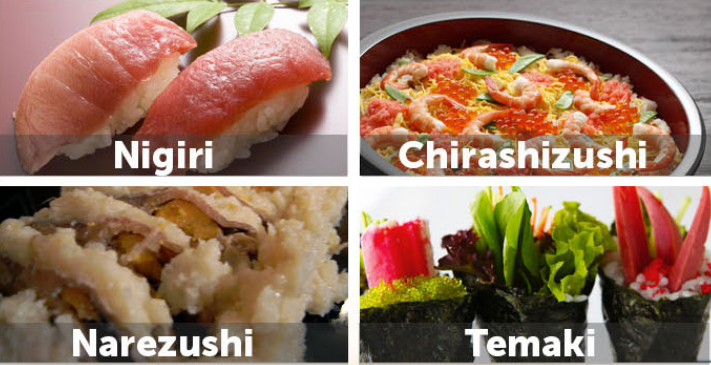 différents types de sushi