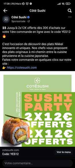 code promo côté sushi