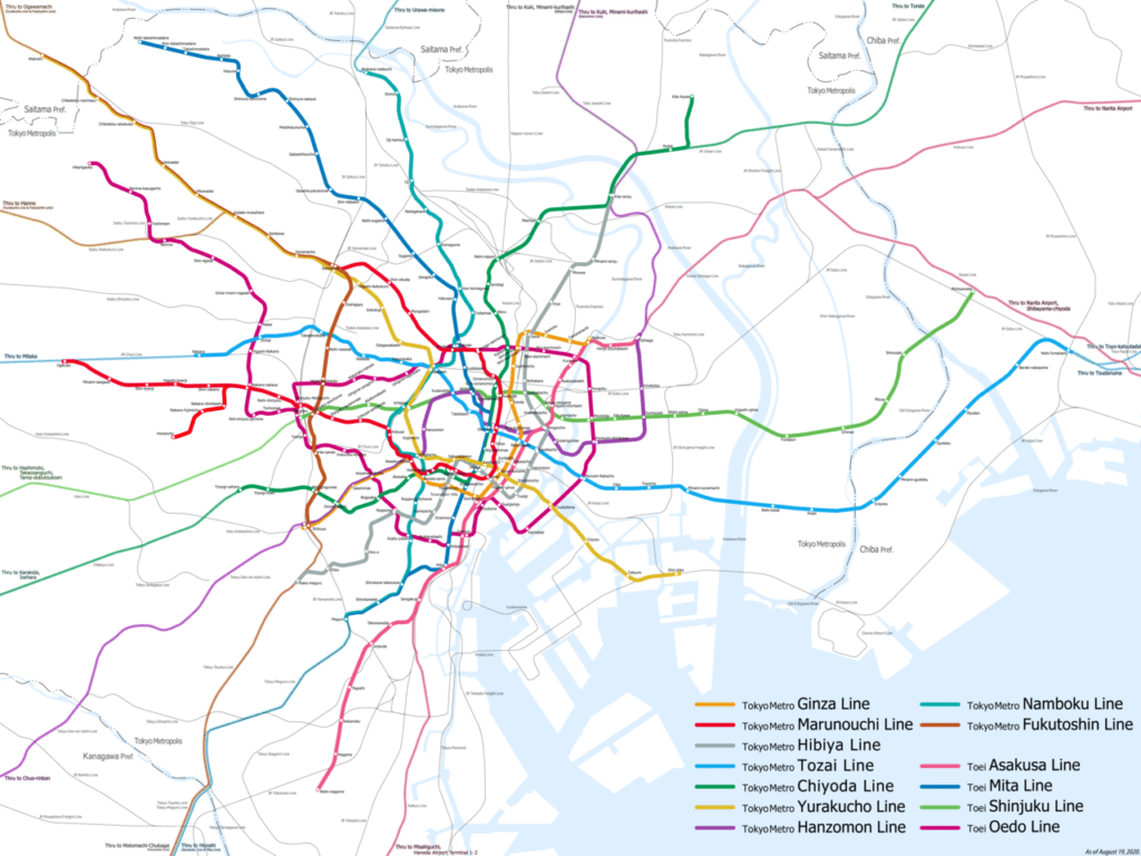 carte complète métro tokyo