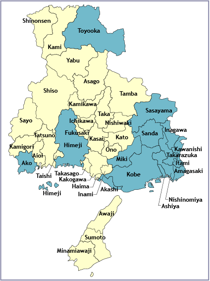 préfecture Hyogo carte