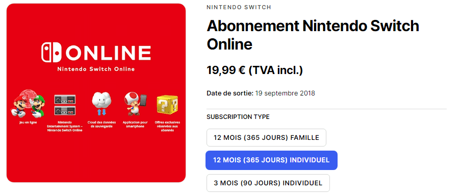 24 mois d’abonnement Nintendo Switch Online à prix réduit