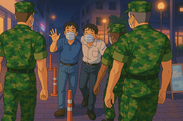 okinawa policiers japonais et militaires américains